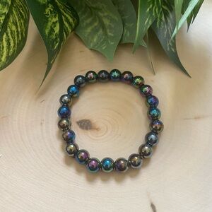 Black Pearl Beaded Bracelet Size 6